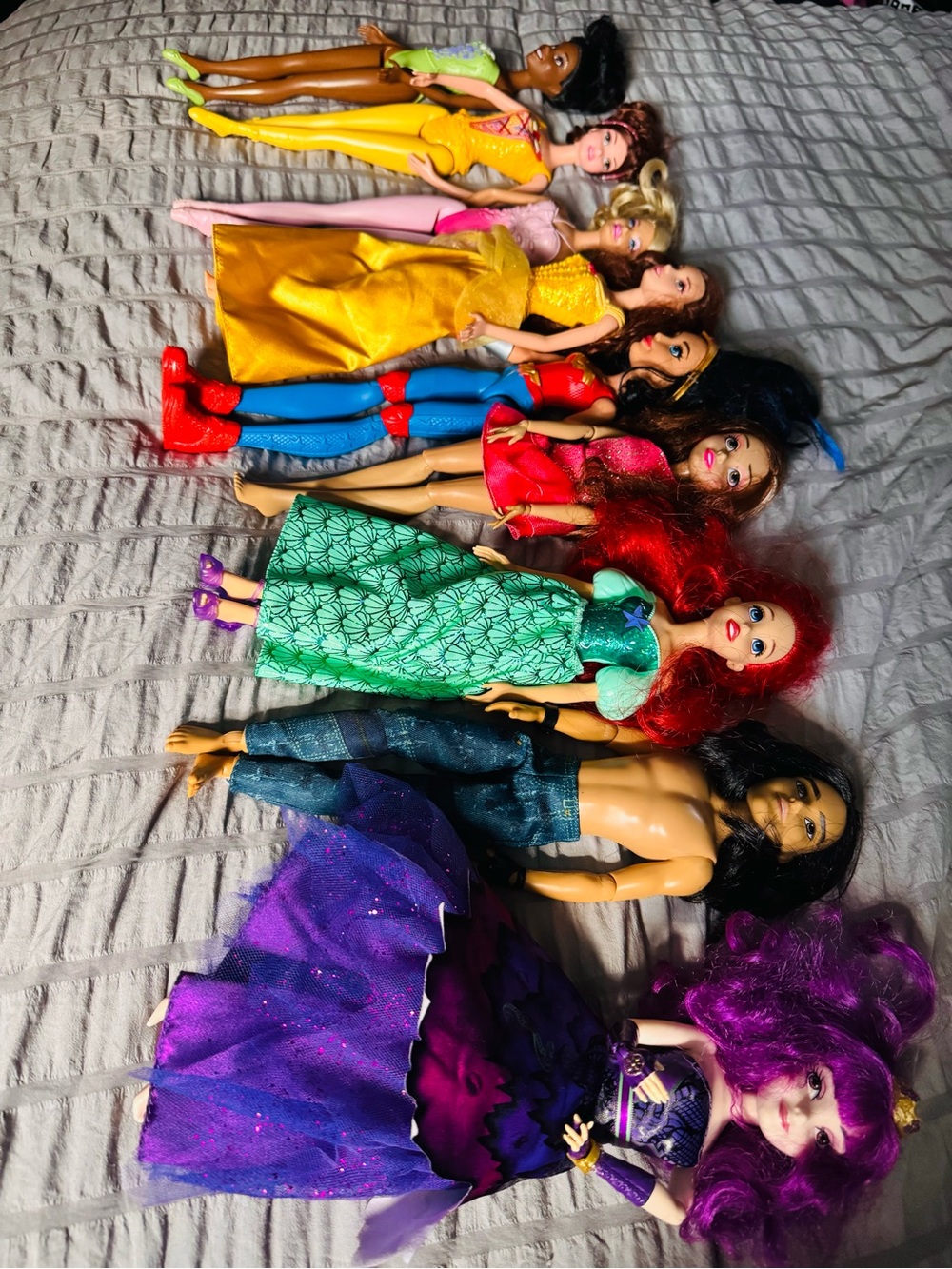 Disney Dolls Bundle - Green, Red, Purple, Yellow, Blue, Pink, Black